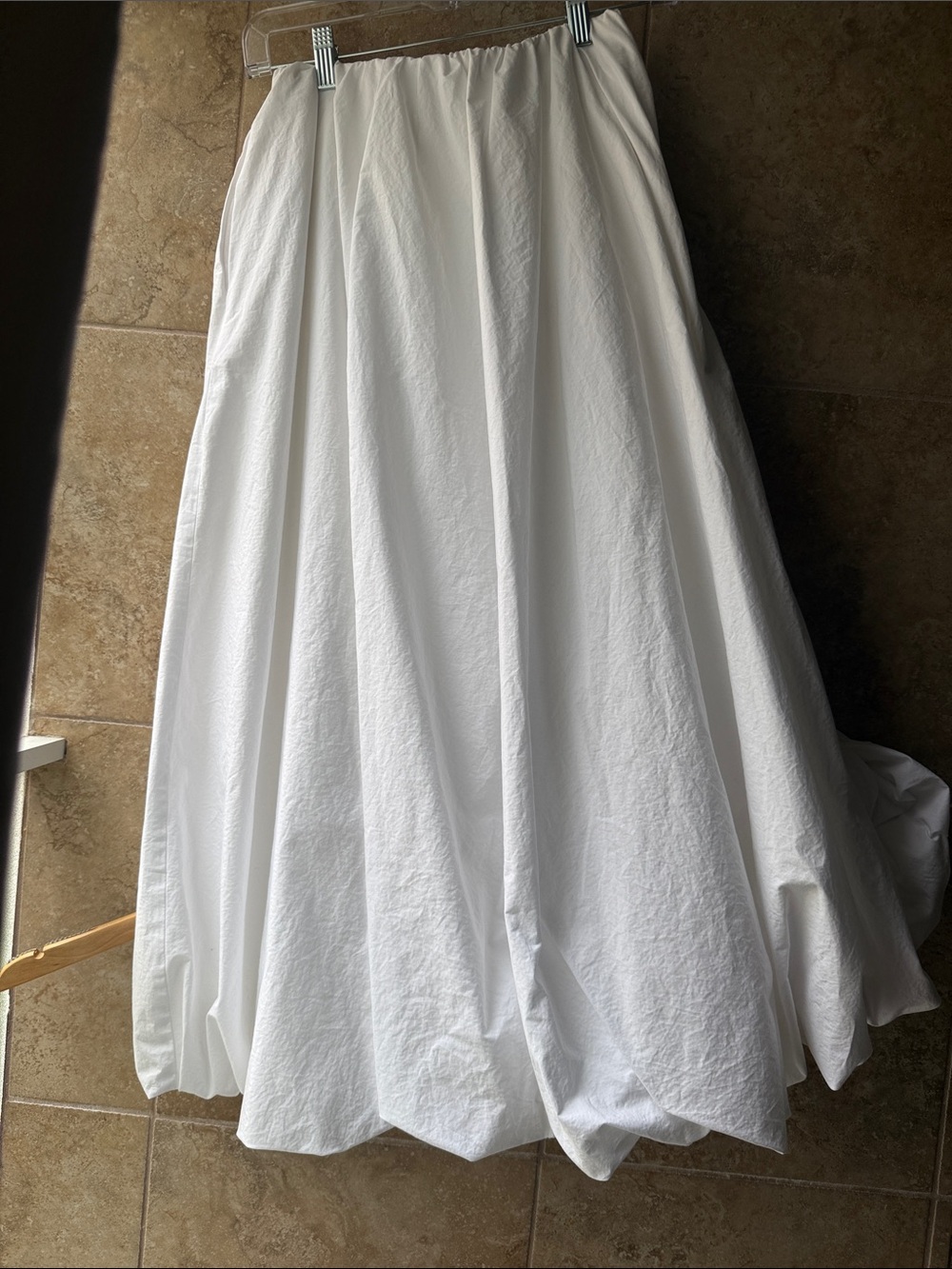 Abercrombie & Fitch White Midi Bubble Hem Skirt Cotton Pockets Pull On Size XS